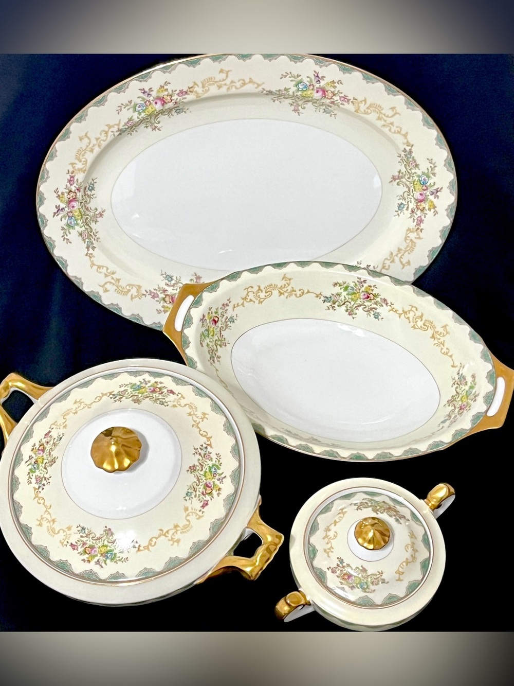 VTG 1930s Meito China Hand Painted Hostess Serving Set - 6 pc.
